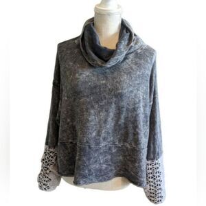 Gimmicks Shirt Top Blouse Cowlneck Women's Small Long Sleeve Gray Cotton…